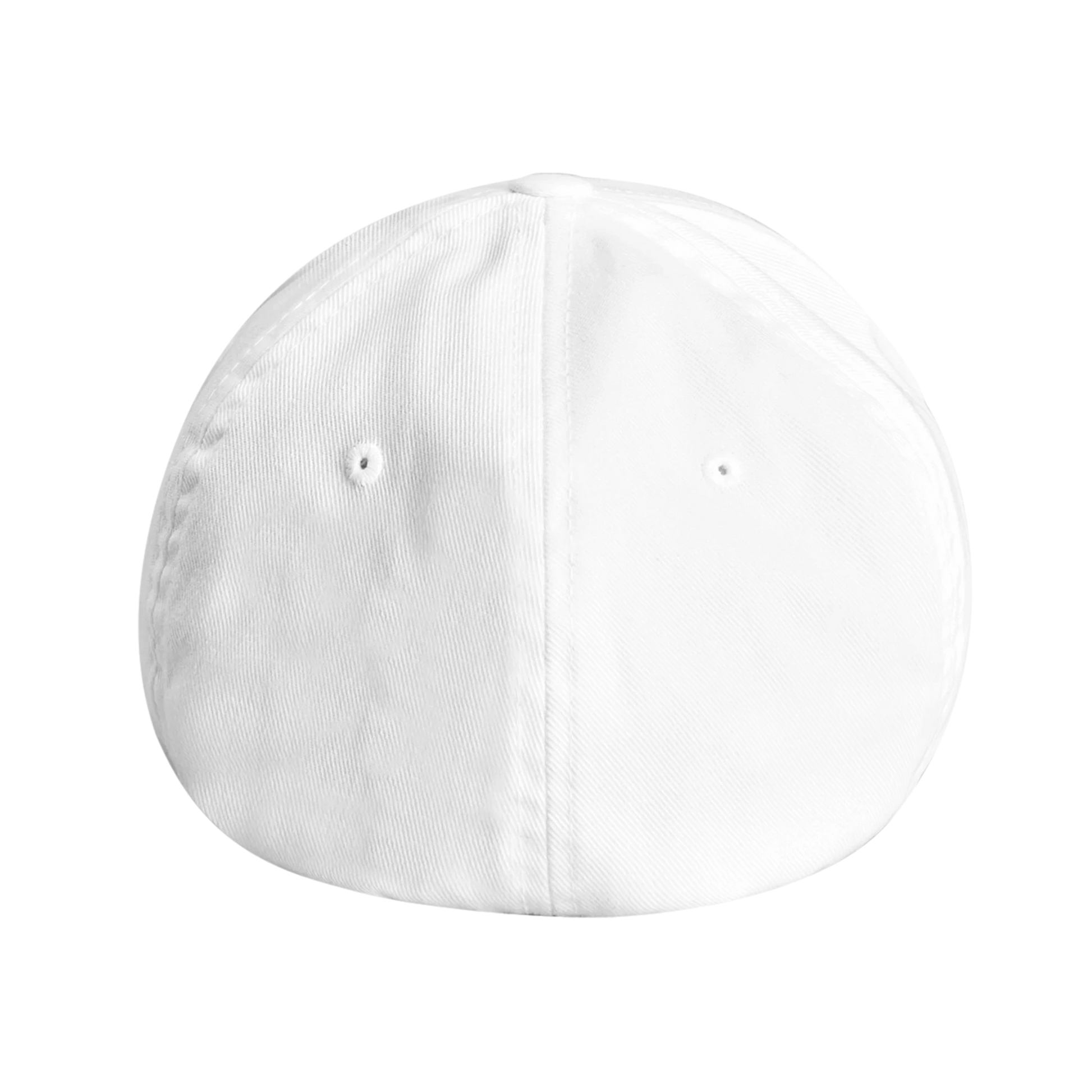 Back view of plain white cap with no visible logos or text — showcasing clean design, reinforced stitching, and minimalist aesthetic for silent statement wear.