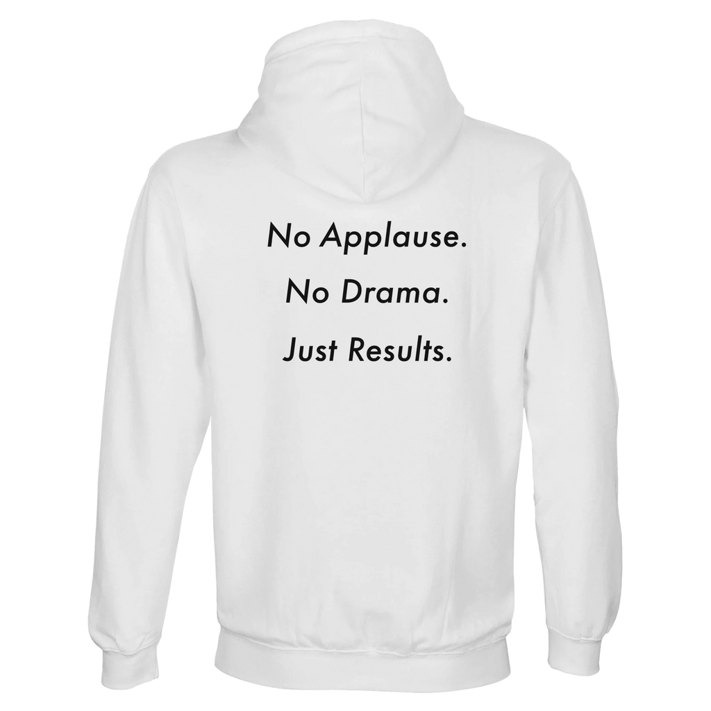 Back print No applause. No Drama. Just Results. – faith-inspired streetwear for quiet achievers