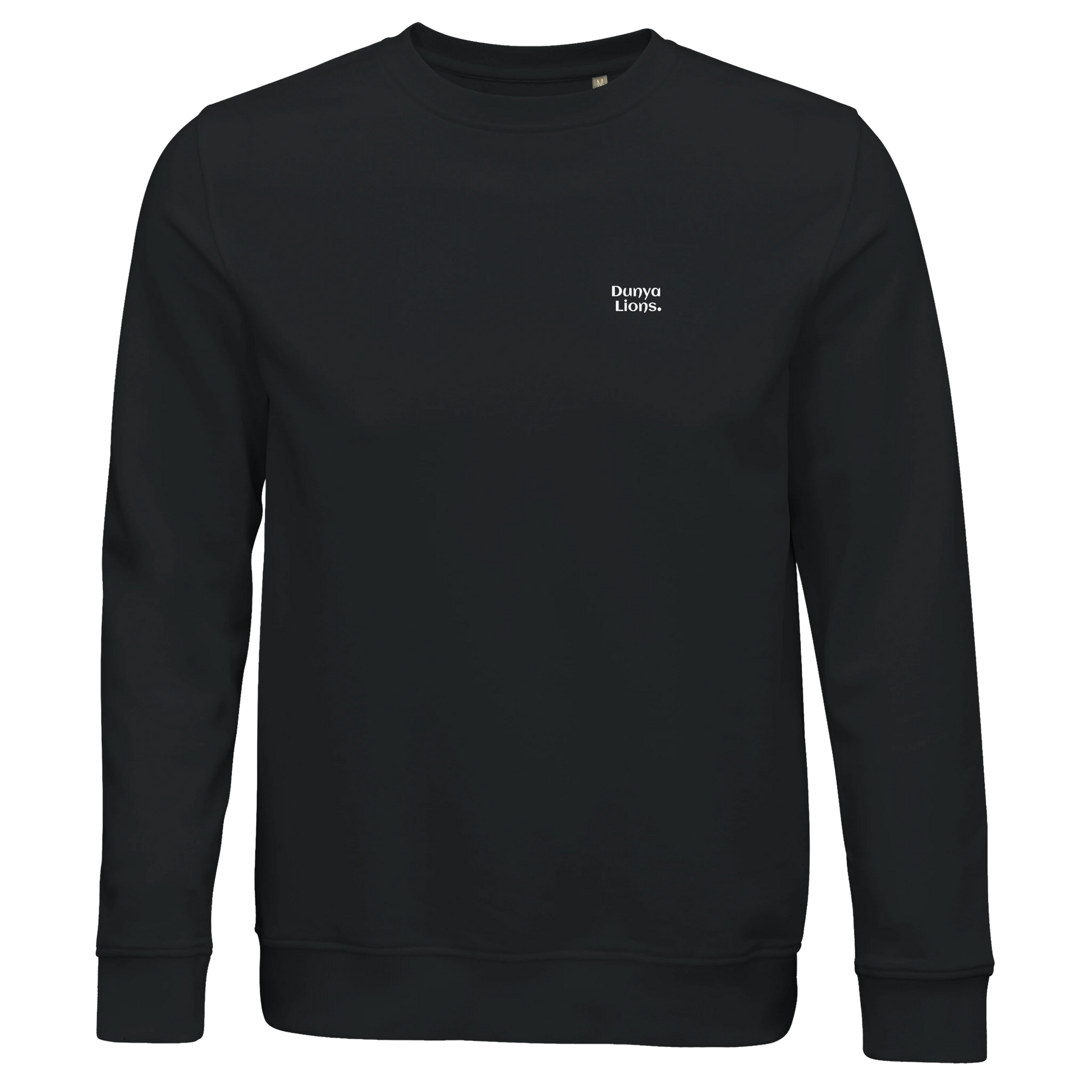 Black organic sweatshirt with Dunya Lions. print – loaded with raw faith, humility, and comeback power