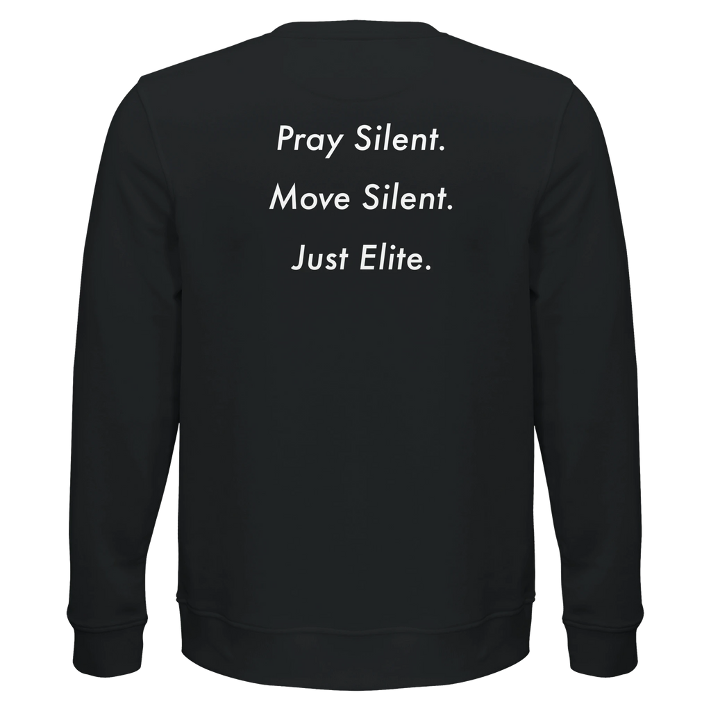 Dunya Lions black sweatshirt with back print pray silent. move silent. just elite.