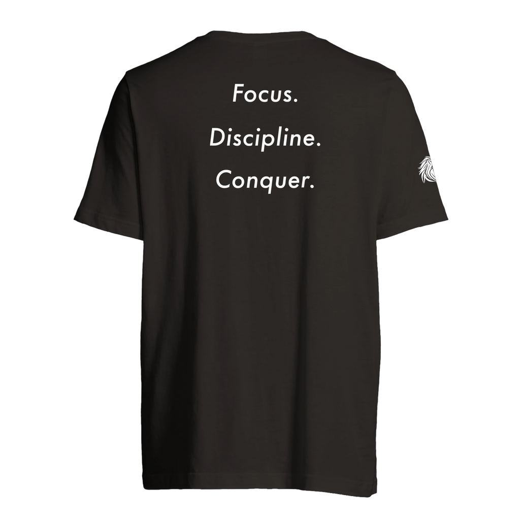 Back print Focus. Discipline. Conquer. – loaded for those who don’t need permission to dominate