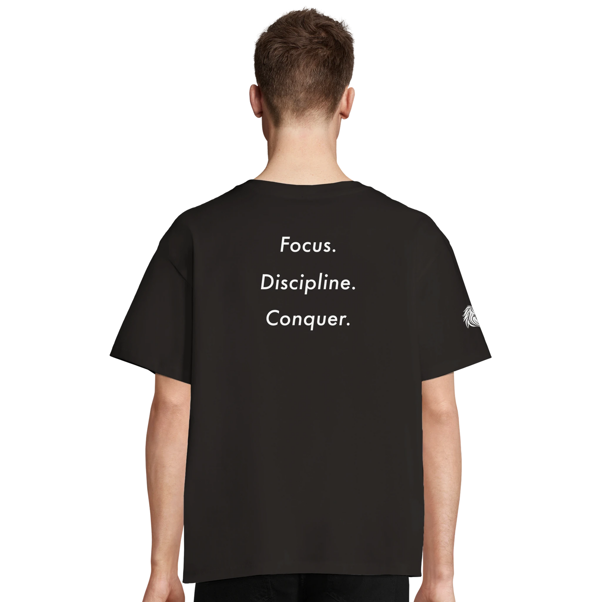 Back print Focus. Discipline. Conquer. – loaded for those who don’t need permission to dominate