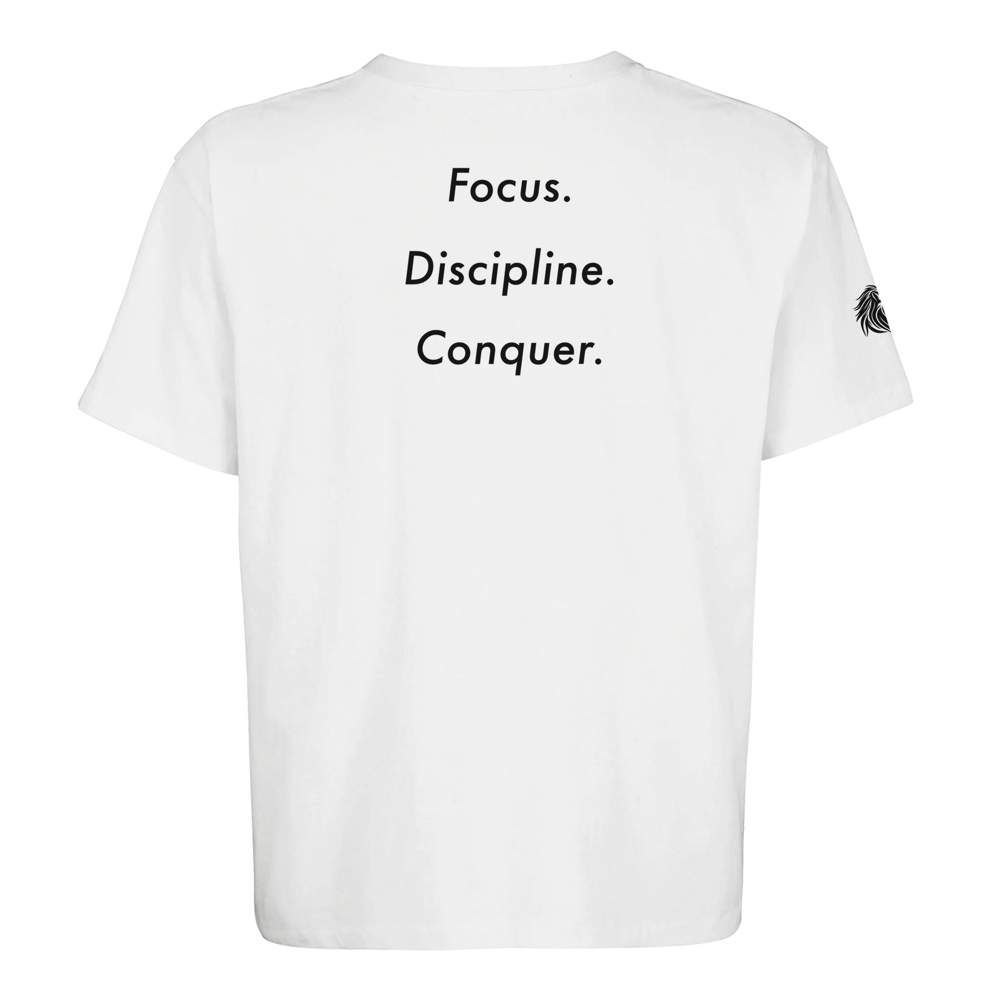 Back print Focus. Discipline. Conquer. – loaded for the ones who live the code, not the trend