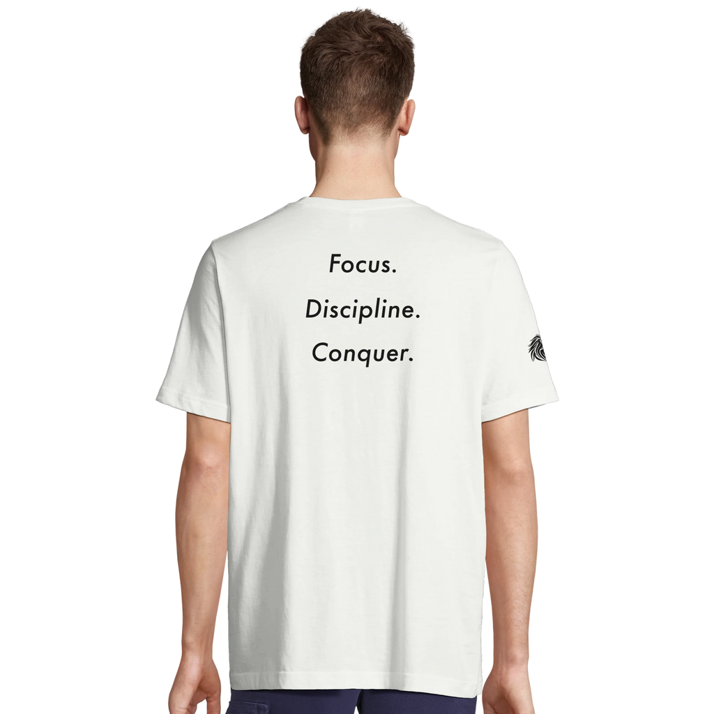 Back print Focus. Discipline. Conquer. – loaded for the ones who live the code, not the trend