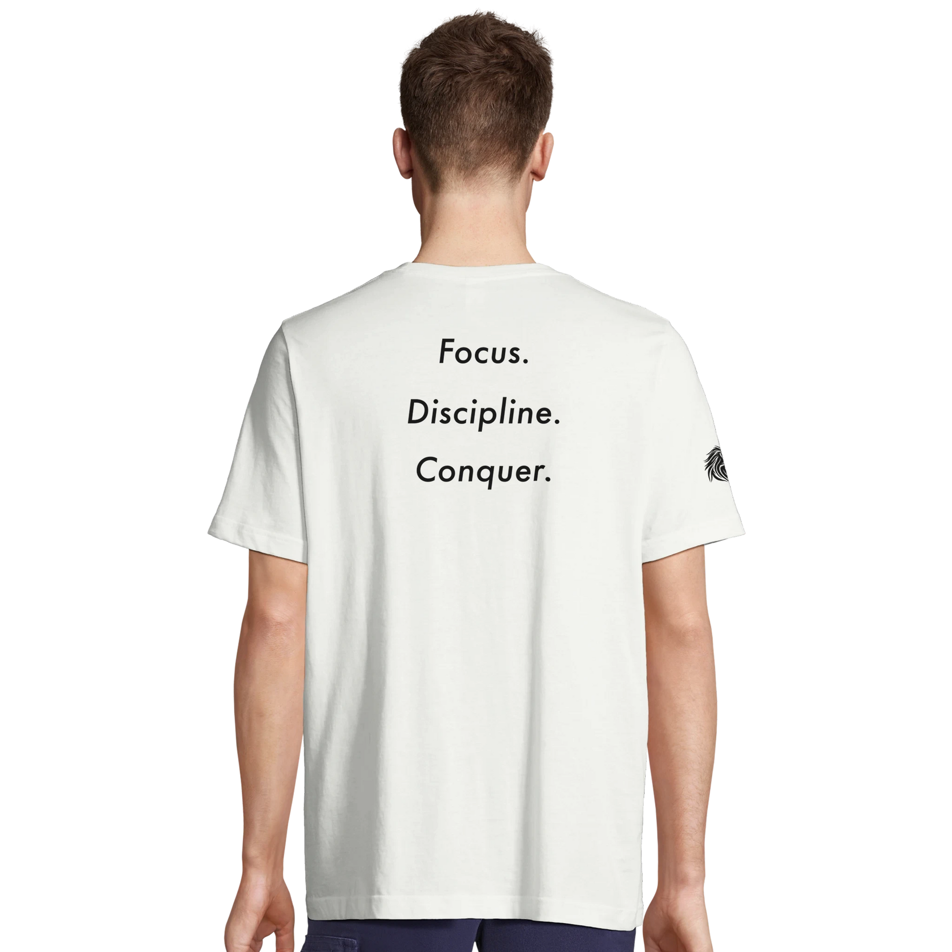 Back print Focus. Discipline. Conquer. – loaded for the ones who live the code, not the trend