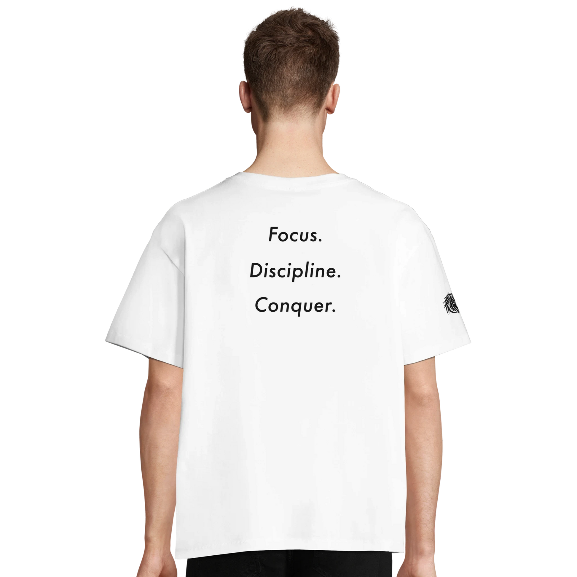 Back print Focus. Discipline. Conquer. – loaded for the ones who live the code, not the trend